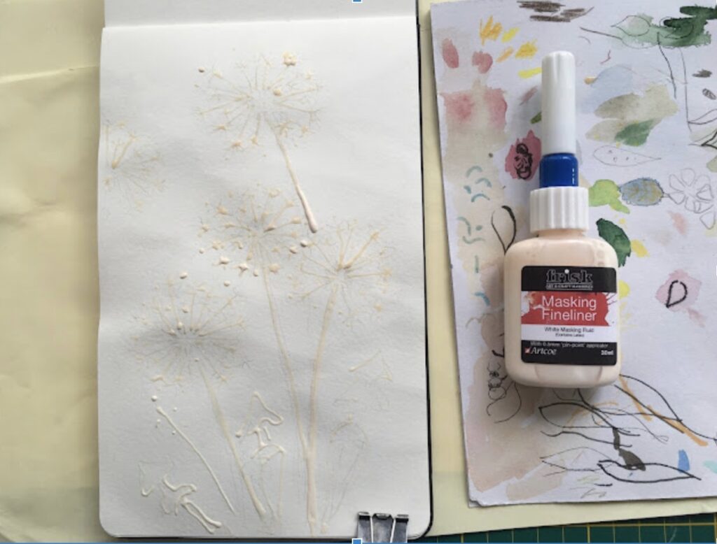 Malanleitung, zeichnen mit dem Masking Feinliner.