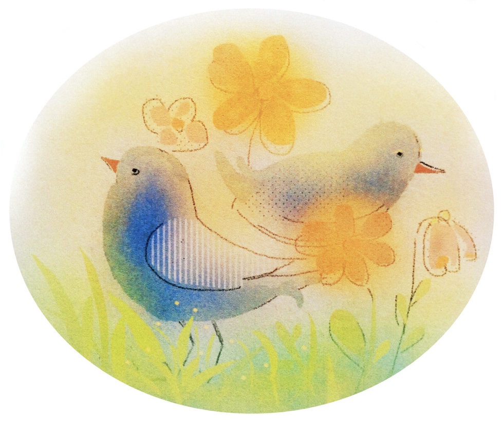 Fantasievögel und Blumen, digitale Malerei von Micha Klann